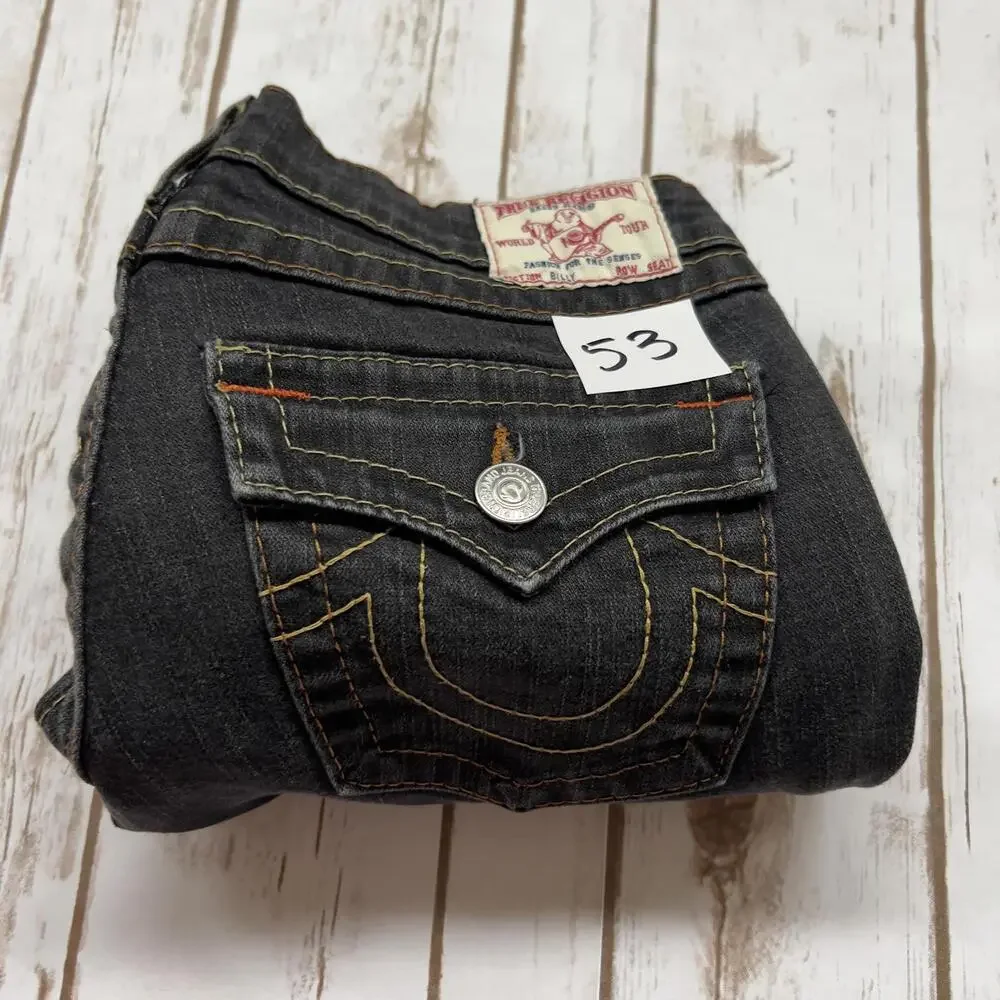 True Religion Billy Dark Wash Relaxed Bootcut Jeans - Size 28